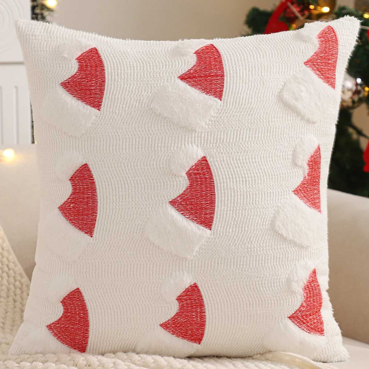 Quilting Throw Pillow Cover Christmas Decoration Faux Fur Snowflake Winter Plush Farmhouse Home Sofa Living Room 1818 in Y251105