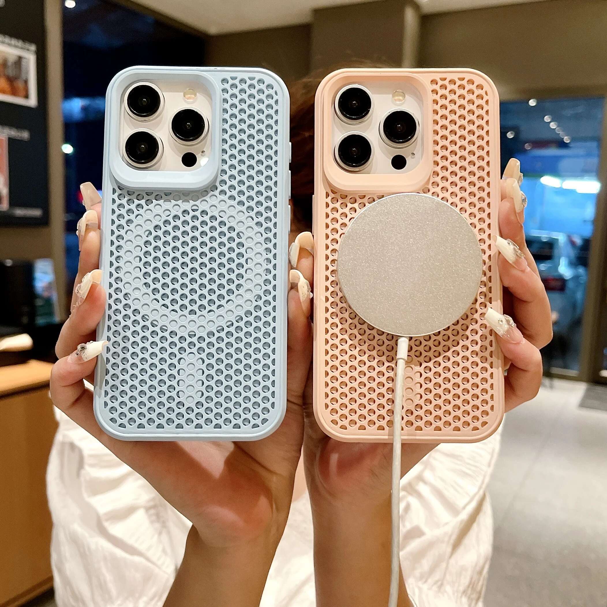 Heat Dissipation Mesh Magsafe Magnetic Wireless Charging Case For iPhone 16 15 14 Plus 13 12 11 Pro Max Breathable Cover