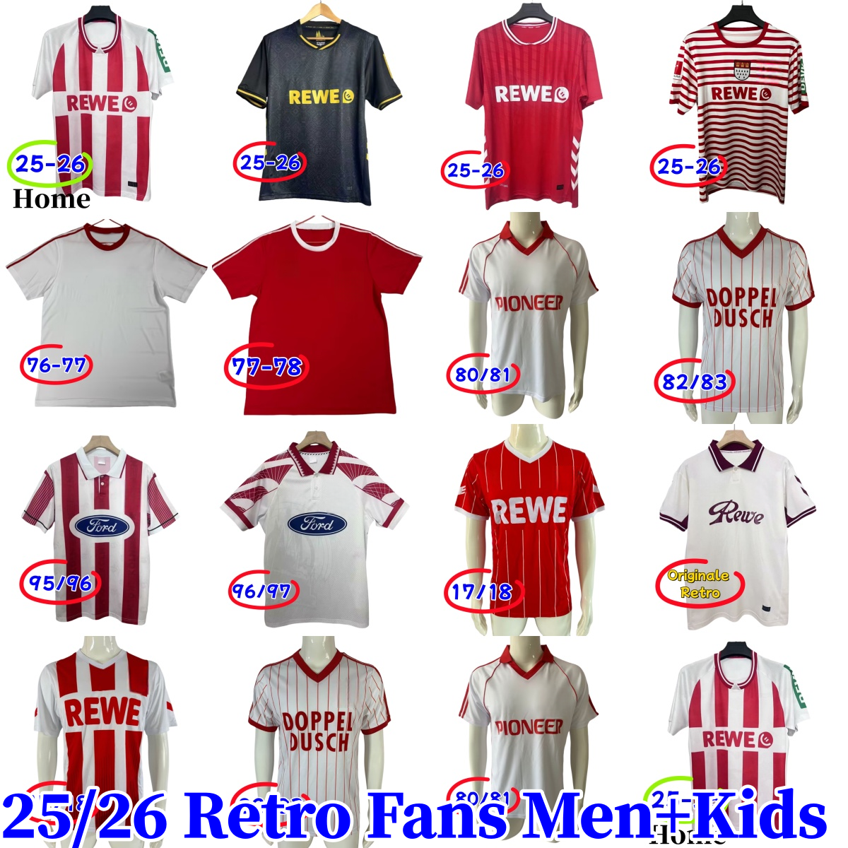 24 25 26 FC Koln football jersey Koln jersey HUBERS MARTEL WALDSCHMIDT KAINZ HUSEISIC LJUBICIC PODOLSKI LEMPERLE HEINTZ 2025 2026 football shirt retrio