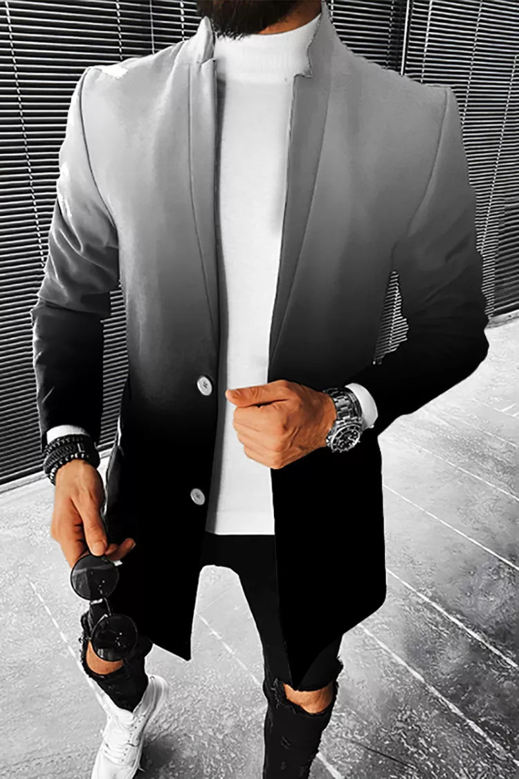 Autumn and winter new mens woolen stand collar mid length coat woolen coat mens style