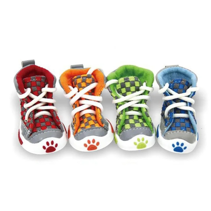 n 4pcs/Set Pet Dog Shoes Small Dog Puppy Boots Football Style Dog Summer Shoes For Small Pets Four Colors 250402