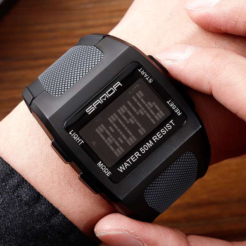 DHwatches Sanda Square Men, Harajuku Style, Trendy Digital Sports Waterproof Wristwatch for Men and Women, Student Electronic Watch