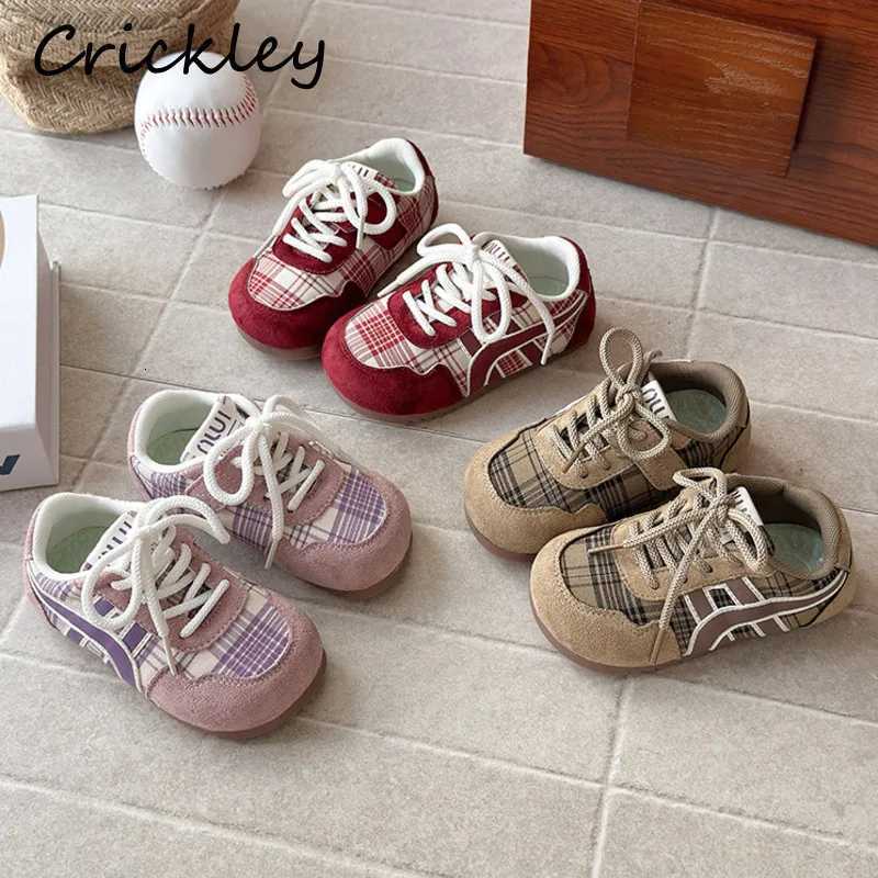 Fashion Plaid Boys Girls Casual Shoes PU Hook Loop Children Sneakers Spring Autumn Soft Non Slip Toddler Kids Sport ShoesT251105