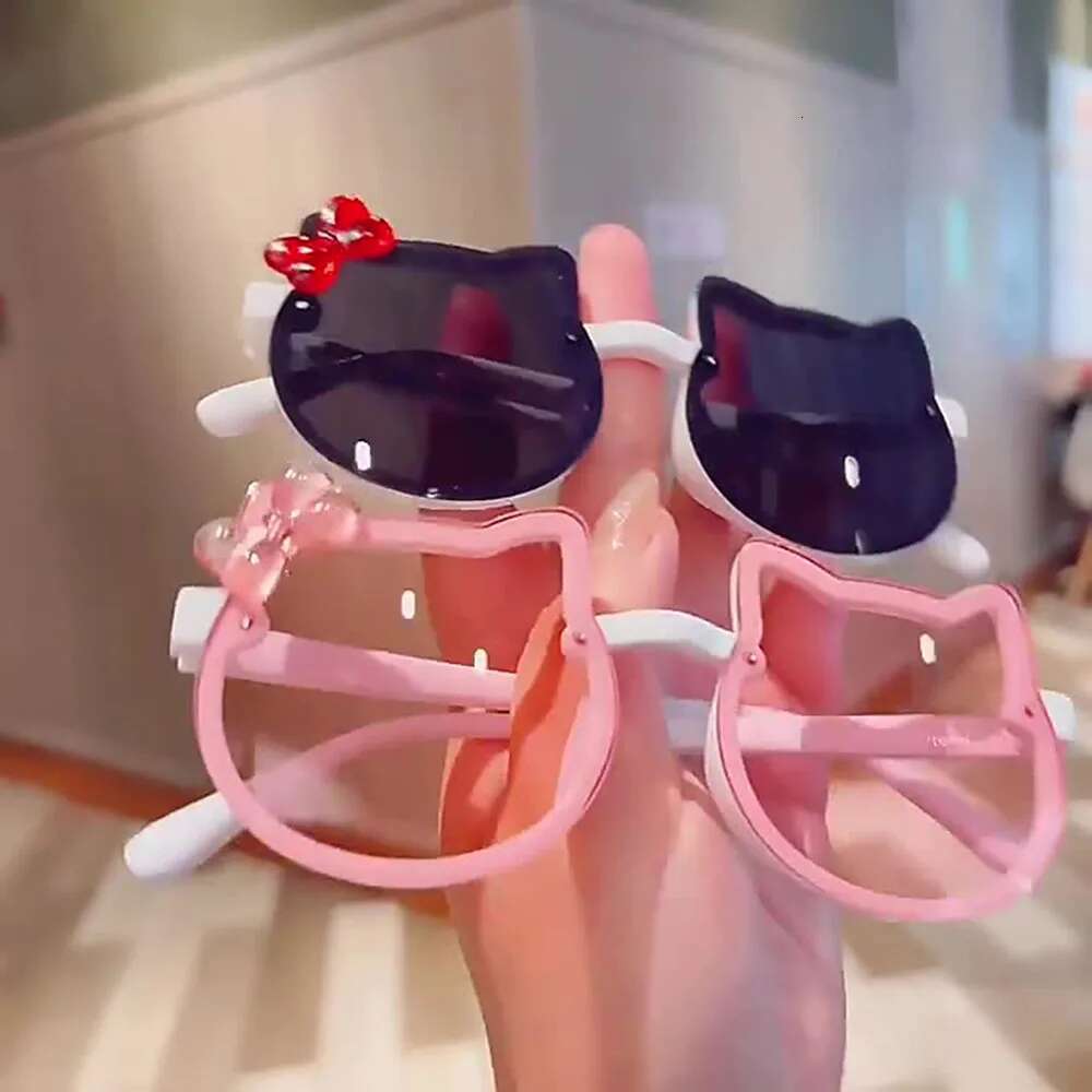 Glitter Cartoon Bowknot Cat Shaped Children Sungalsses Anti-UV Sunscreen Sunglasses Kids Fashion Eye Glasses Kid Outdoor Eyewear