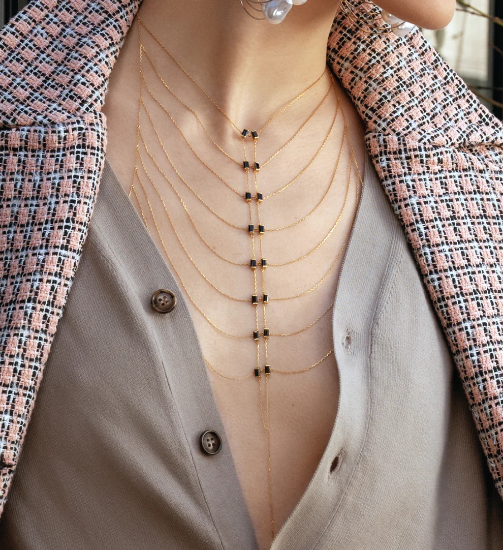 2025 New Fashion Sexy MultiLayer Body Chains Hanging Neck Necklace Bling Cubic Zirconia Women Charms Bar Party Wedding Jewelry