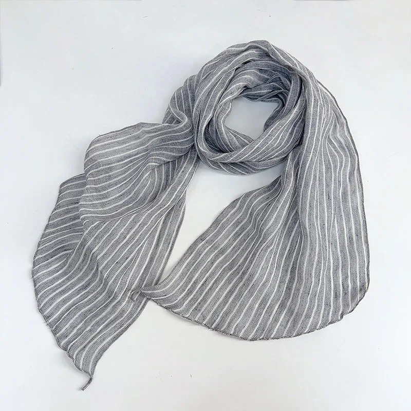 Spring And Summer Thin Linen Scarf Slender And Narrow Strip Breathable Neck Protection Scarf Womens Lenghten Shawl 250403