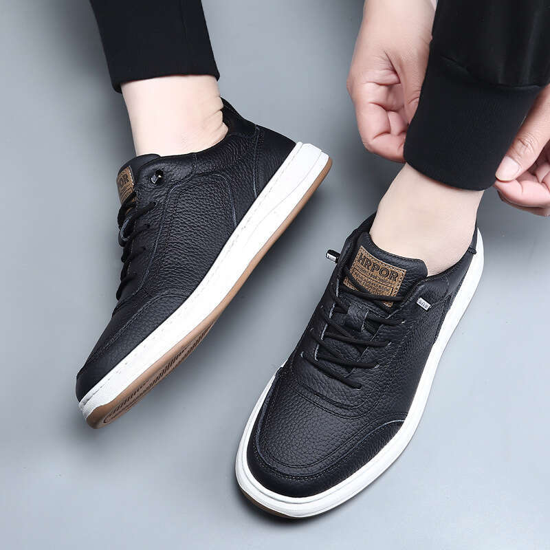Top Layer Cowhide 2025 Autumn New Casual Genuine Breathable White Sneakers Board Leather Men's Shoes
