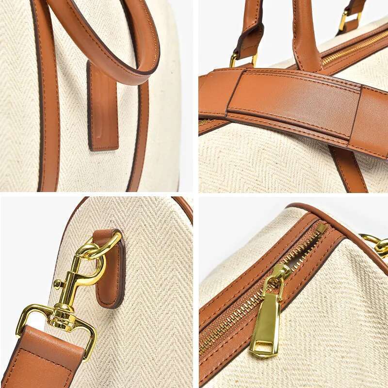 Beautoday Leisure Handbags Women Genuine Cow Leather Beige Brown Large Capacity Metal Decotation Versatile Handmade 62049