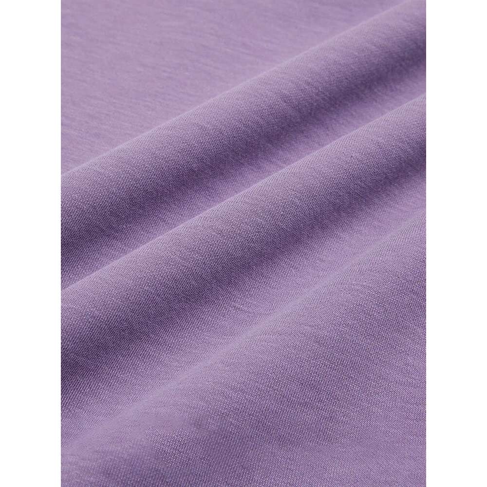 Purple Chinese Buckle Stand Collar Knitted T-Shirt 2025 Summer Casual Short Sleeve Top Curved Hem Tees