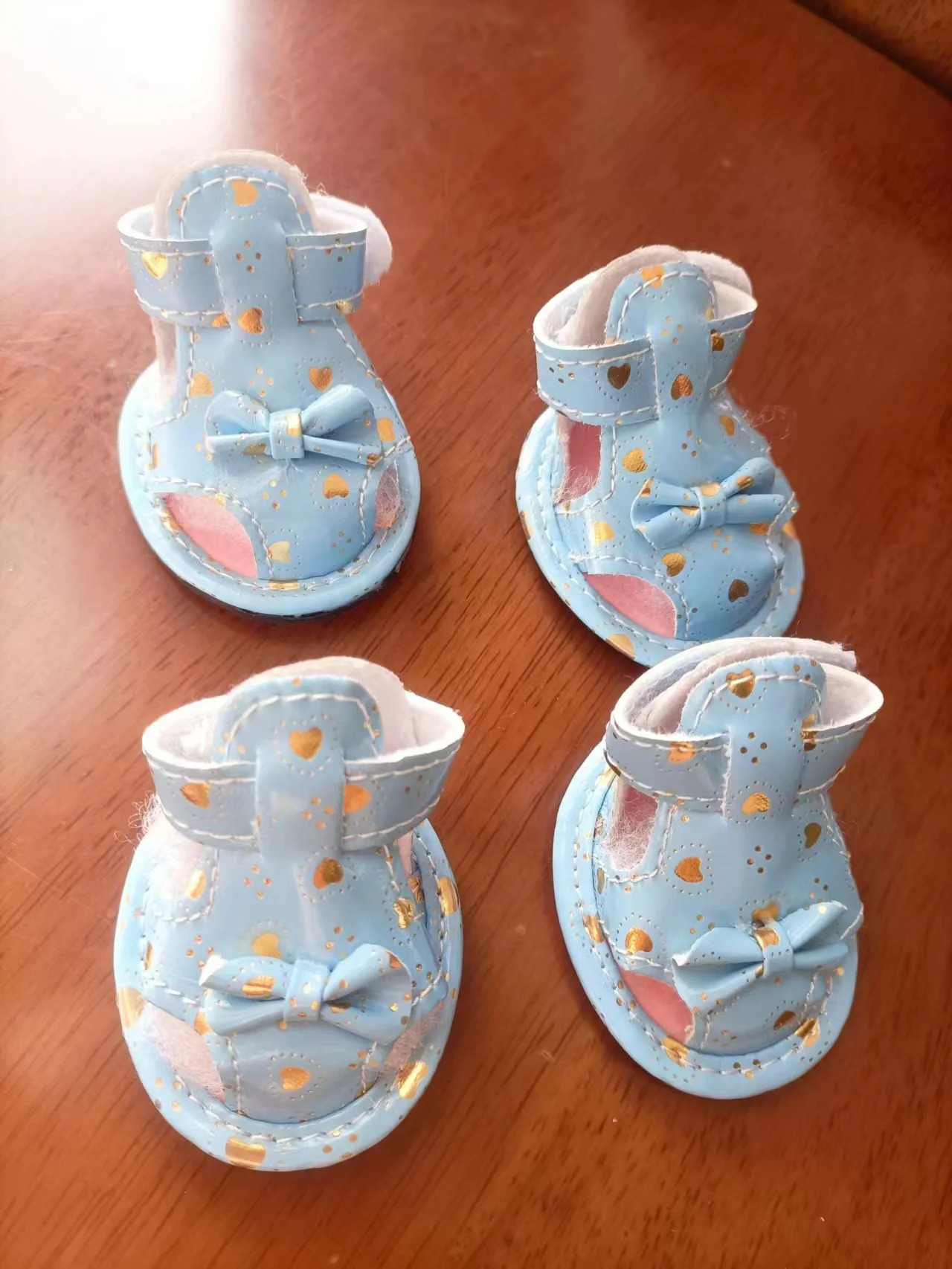 4pcs Pet Shoes Dog Products Summer PU Bows Dog Shoes for Chihuahua Yorkshire Pink Blue Red Princess Puppy Cats Pugs Products 250402