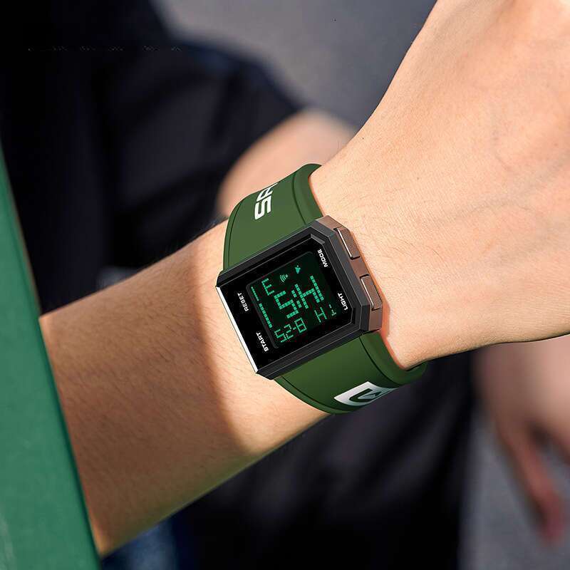 DHwatches Sanda Square Watch Men and Women, Single Display Luminous Electronic Watch, Multifunctional Personality Wristwatch for Teenagers