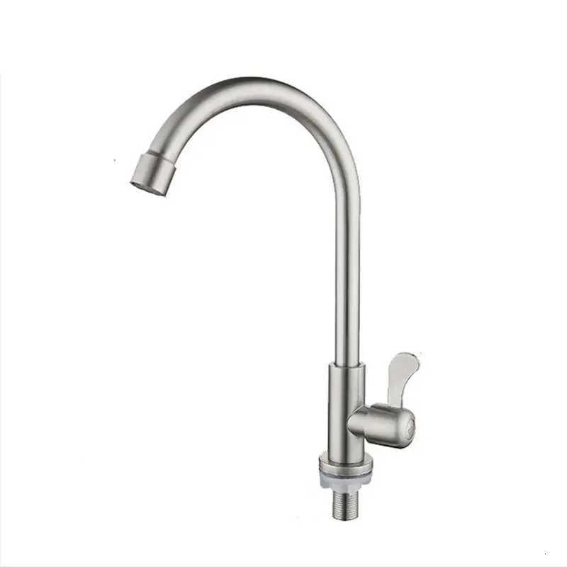 Kitchen 304 stainless steel single cold water faucet vegetable basin sink dishwashing face sink balcony household laundry Y251104