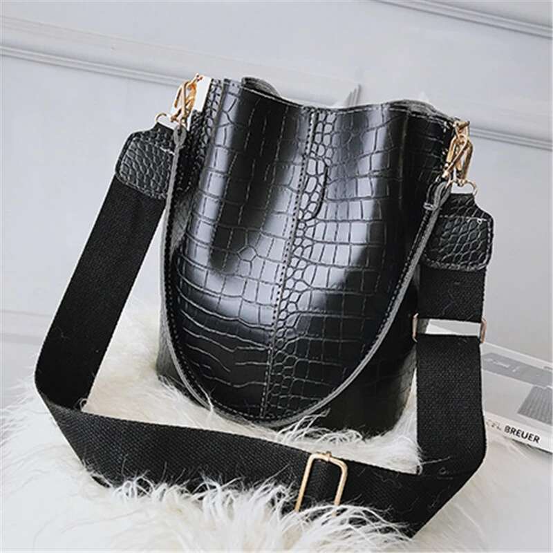 DIDA BEAR Crocodile Crossbody For Shoulder Brand Designer Women Bags PU Leather Bucket Bag Handbag