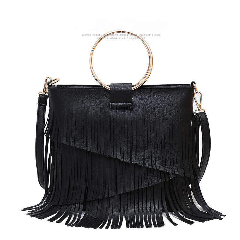 Women's Bag Shoulder Crossbody bags PU Leather Fashion New Irregular Tassel Trendy Music Festival Handbag