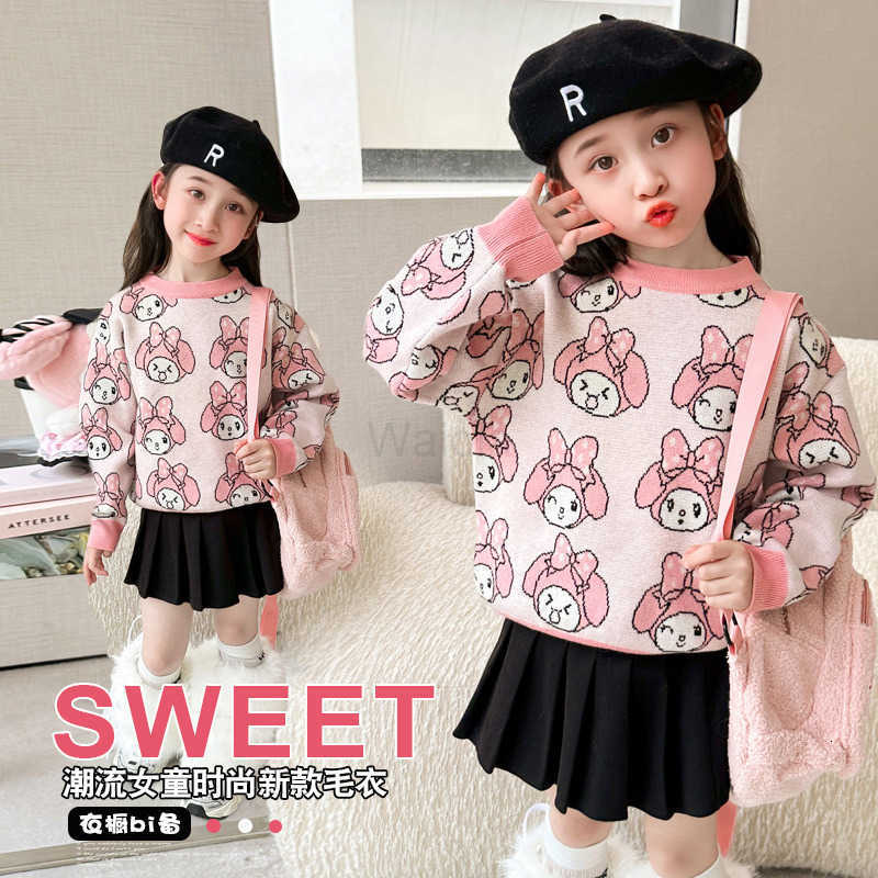 Sanrio Girls Sweater 2025 New Autumn Childrens Knitted Base Shirt Autumn Winter Big Kids Outerwear Girl My Melody Innerwear H251105