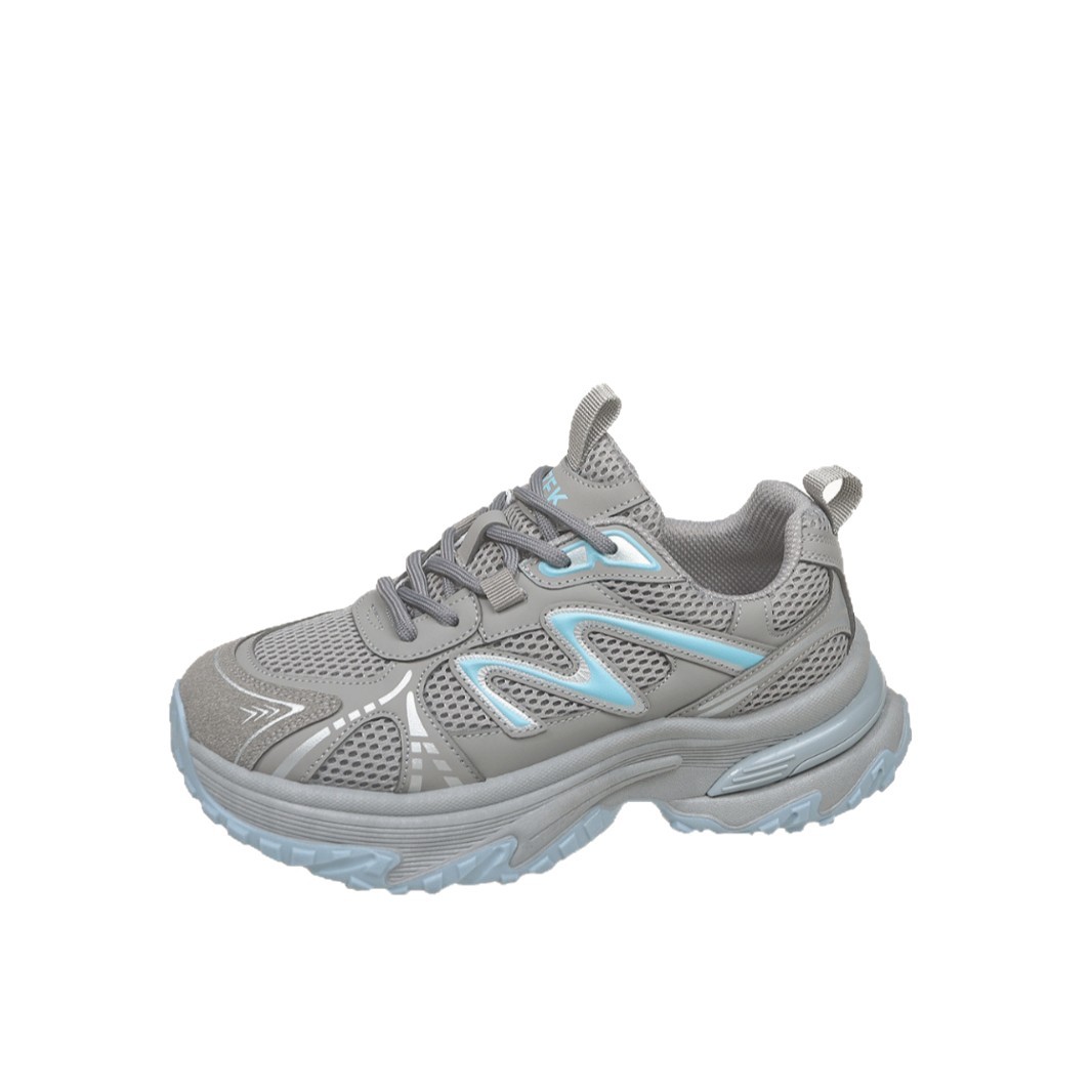 European station thick-soled color-blocking daddy shoes women's 2025 new mesh breathable, comfortable and lightweight casual sneakers