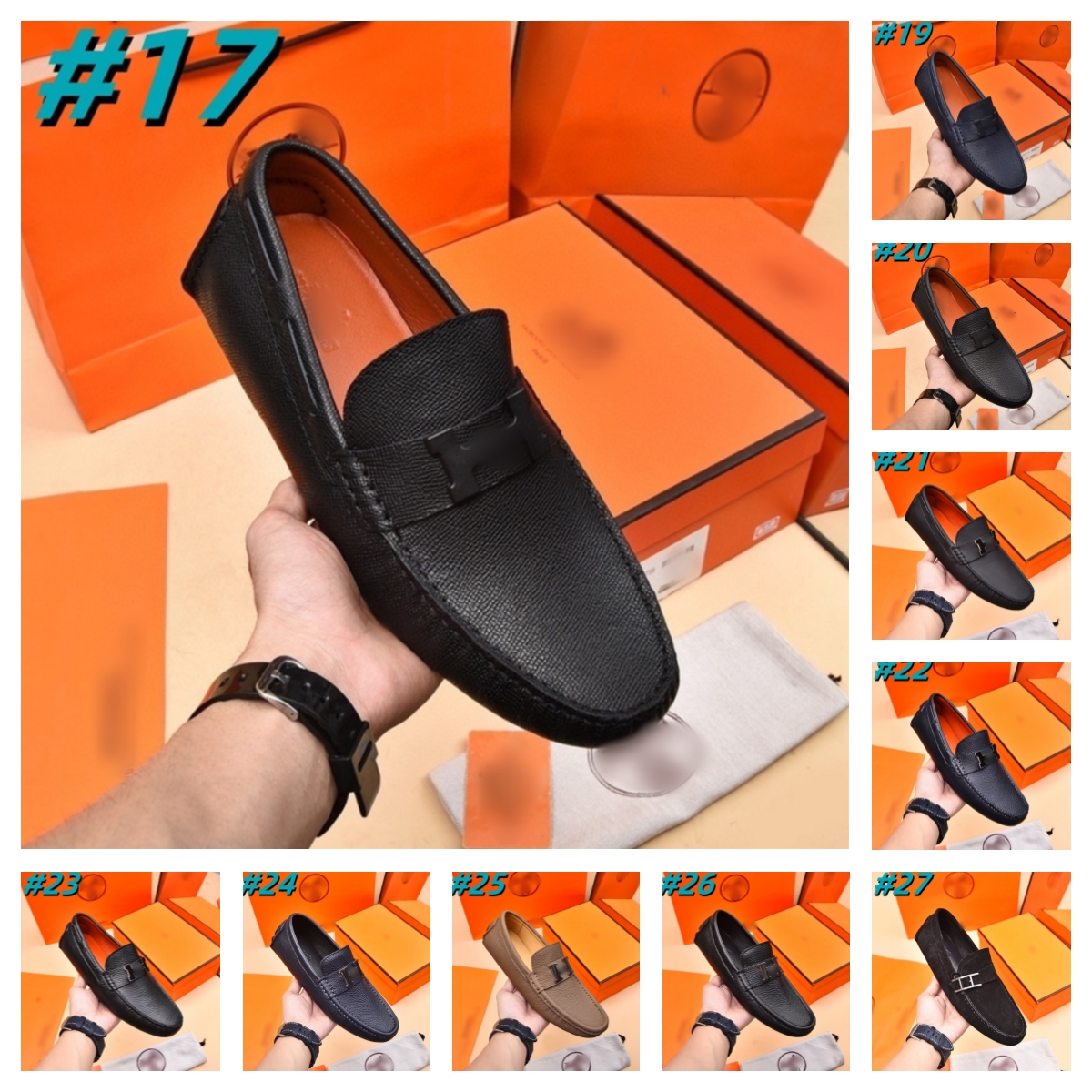 2025 Designer Men Driver Shoes Dress Shoes Man Moccasin loafers Designer Casual Shoes loafers mules Square Buckle US 6.5 to 12