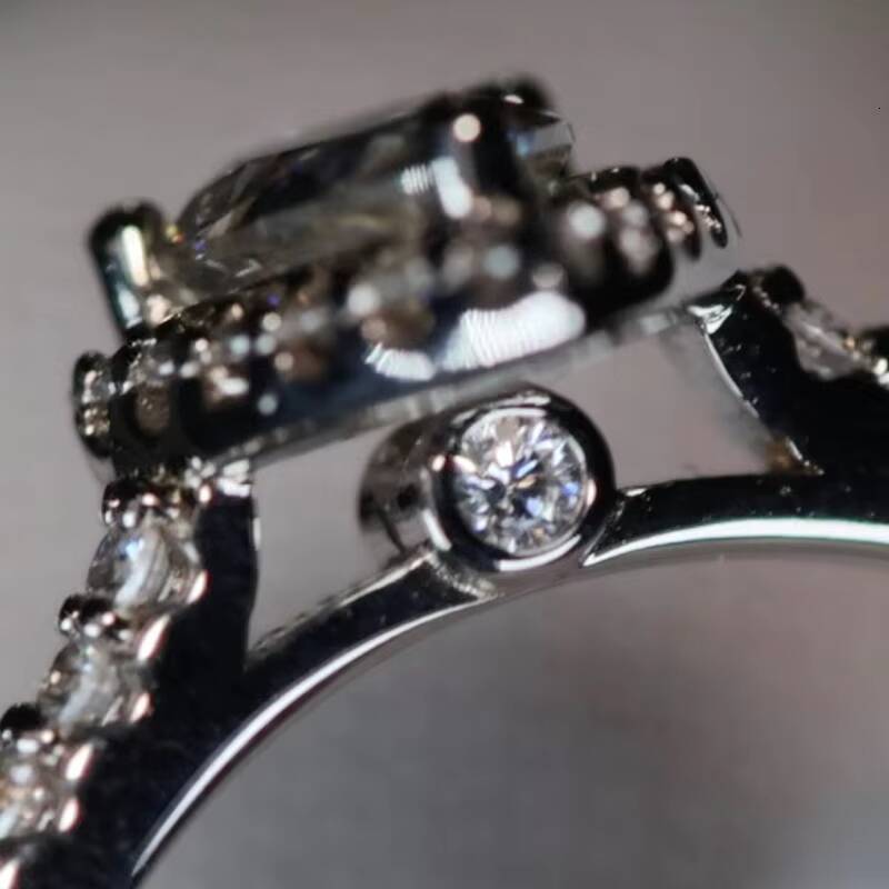 GRA Vvs Moissanite Solid Gold 10K 14K 18K 925 Silver Diamond Engagement Rings-Emerald Radiant Oval Pear Cut for Women Men