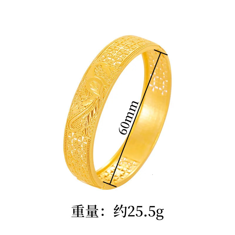 24K 9999 Pure Gold Womens Bracelet Hollow Carved Vintage Bracelet Peacock Open Screen Snap Bracelet 251031