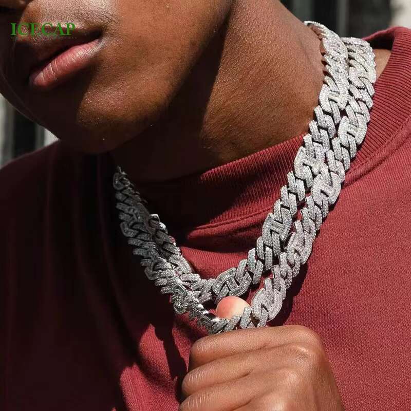 New Arrival Cuban Chain Full Iced Out VVS Moissanite Diamond Can Customization Cuban Link Chain Hip Hop Necklace