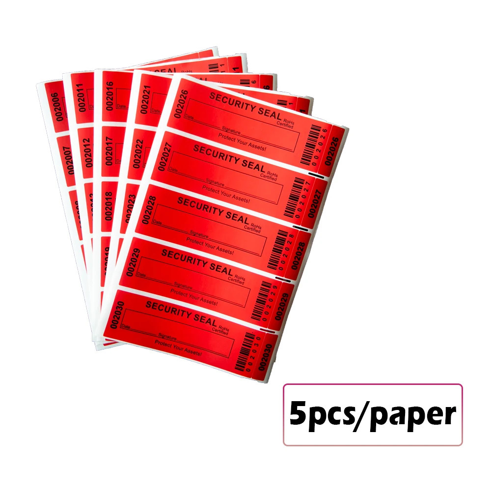 100% Total Transfer Tamper Evident labels Security Warranty Void Stickers red Large 35*120 mm Triple Serial Numbers seal sticker 250402