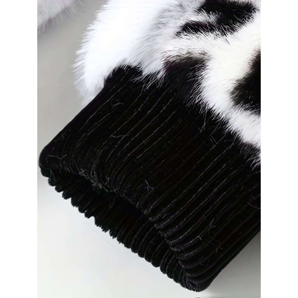 Men's Winter White Black/Gray -Like Jacket - Lapel Collar Full-Zip Coat With Imitation Fox Hood-Like, Hand Washable Cold-Weather Outerwear For Ca