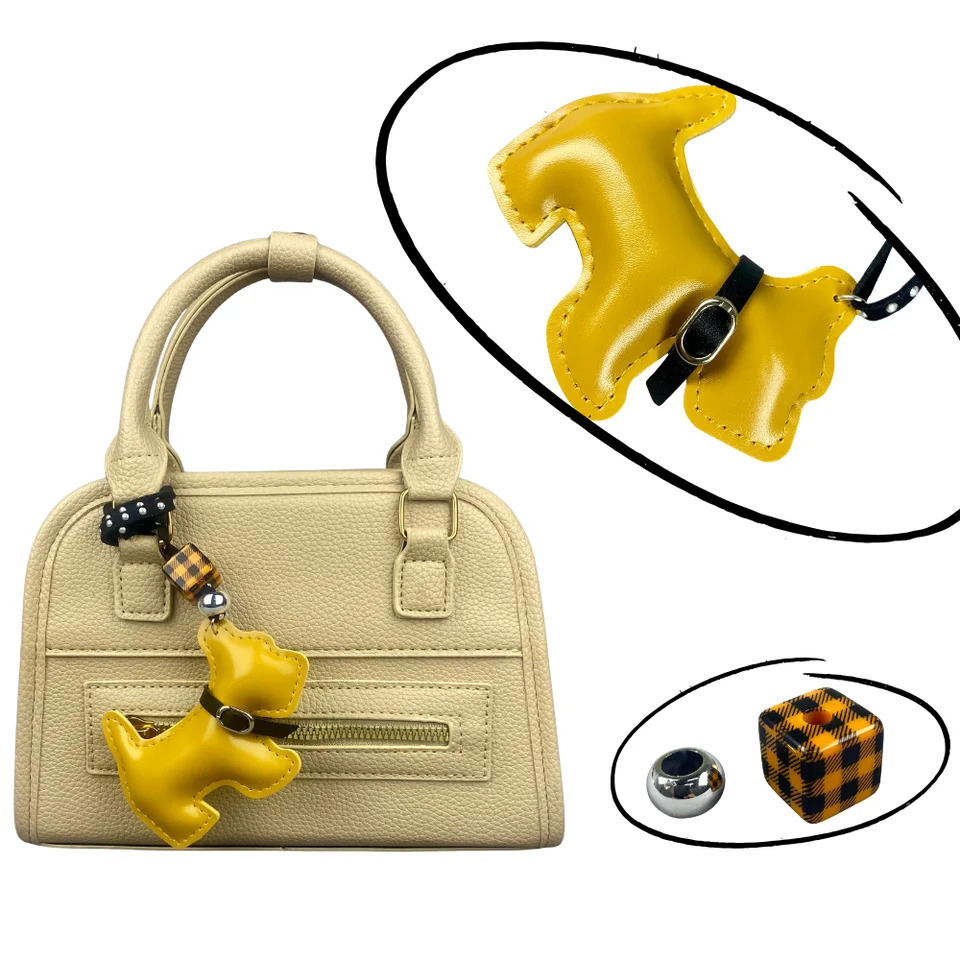 11 colors Cute Leather Schnauzer Bag Charm with Studded Beaded Lanyard Punk ChicPU LeatherIdeal Gift For WomenKids 251105