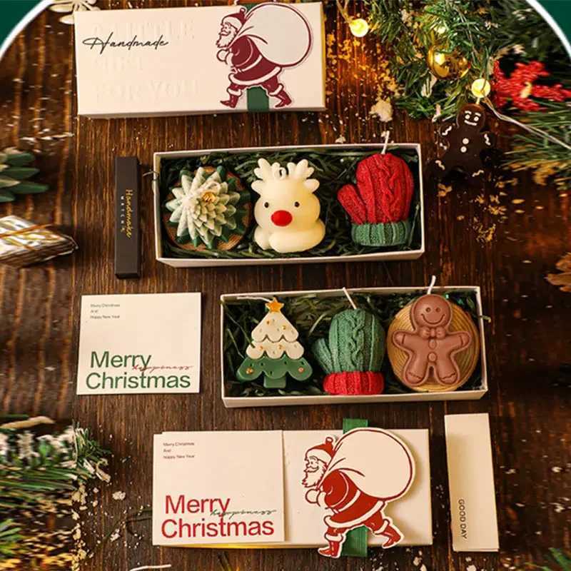 Christmas Scented Candles Three-piece Gift Box Gloves Elk Gingerbread Man Aromatherapy Girl Friends Creative Warm Christmas Gift C251105