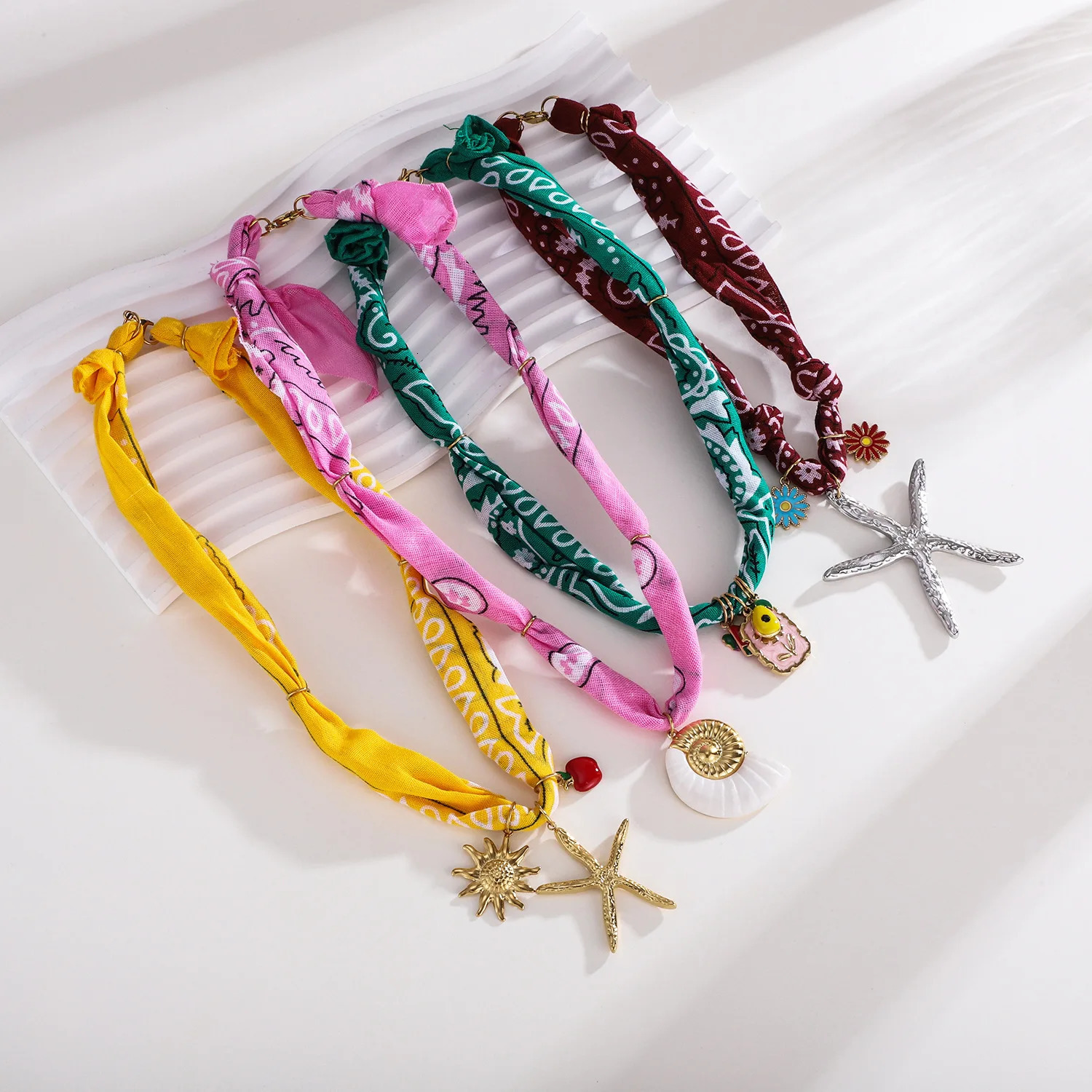 2025 trend necklaces women scarf necklace Ocean Style Stainless Steel Heart Conch Starfish Pendant Necklace 251031