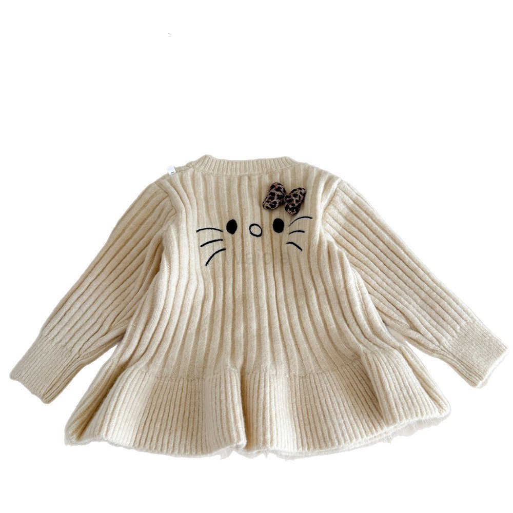 Sanrio CaraganaGirls KT Cat Knitted Cardigan Spring and Autumn New Korean Style Fashionable Versatile Sweater Jacket H251105