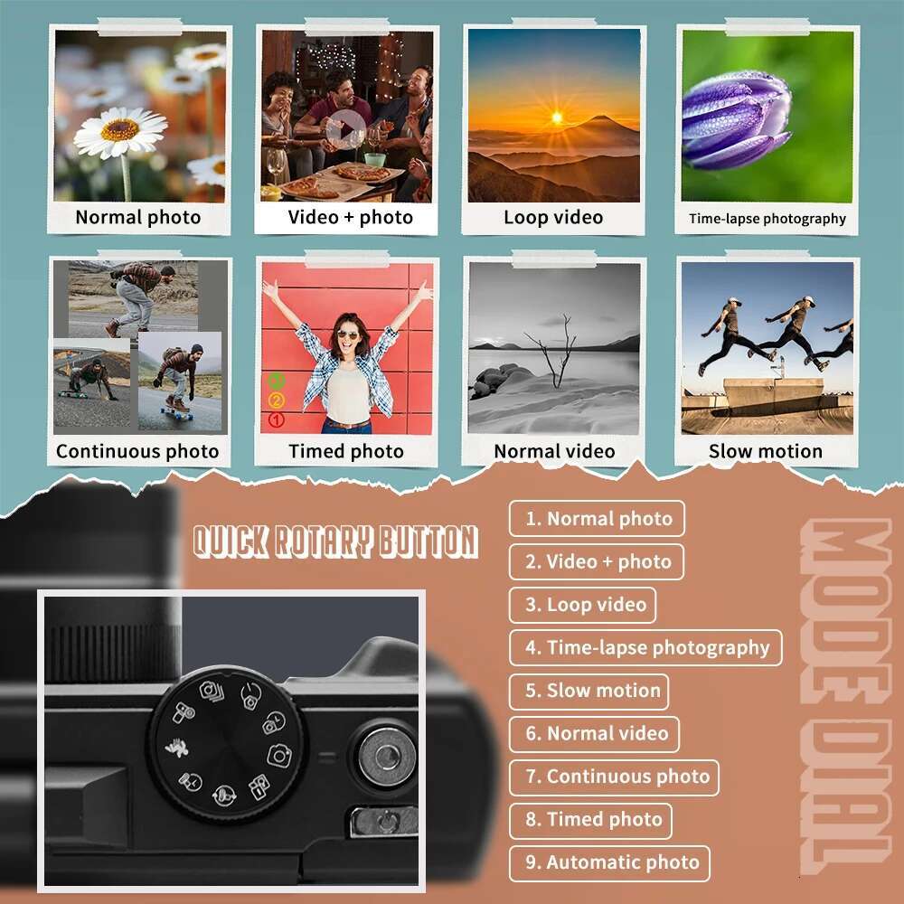 Top New Compact Photography Camera 4K 18X Digital Zoom Vintage Vlog Video Recorder YouTube 180° Flip Screen Selfile