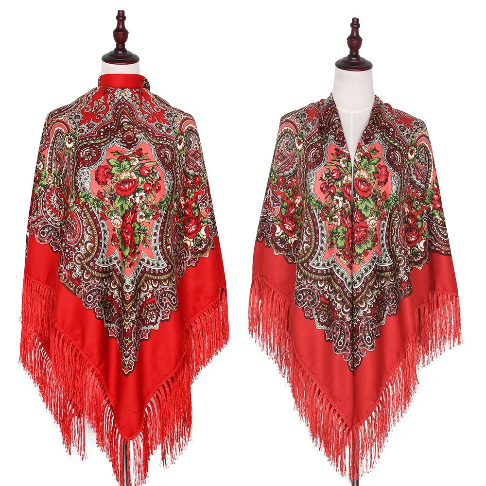 160*160cm Women Russian Scarf Floral Print Scarves Wraps Big Size Handkerchief Babushka Bandana Beach Travel Shawls 250403
