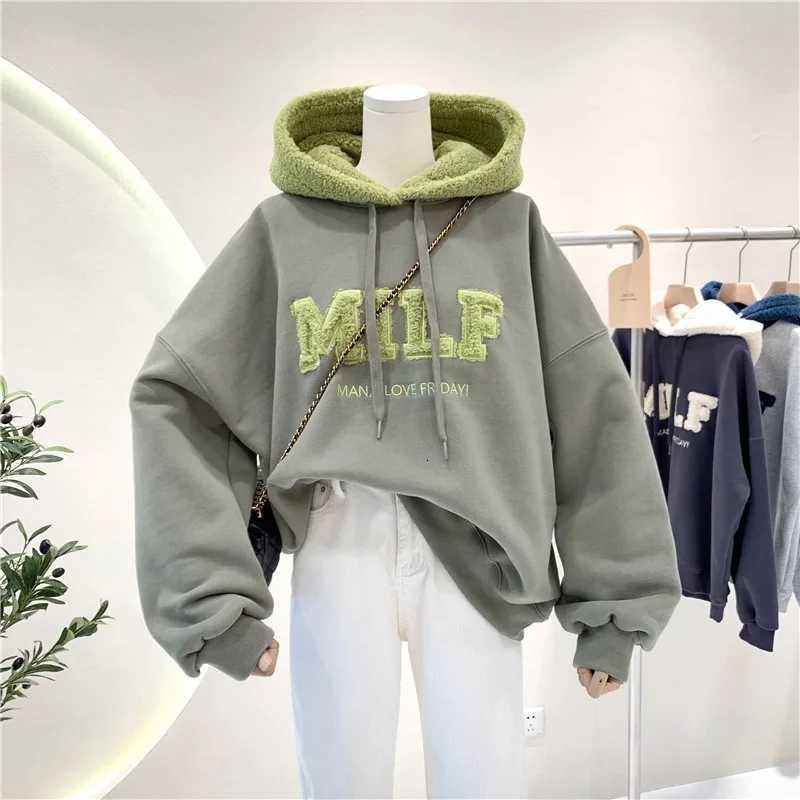 Sweatshirt jacket autumn winter letter embroidery long sleeved top versatile womens clothing 2024 sweatshirt womenT251105