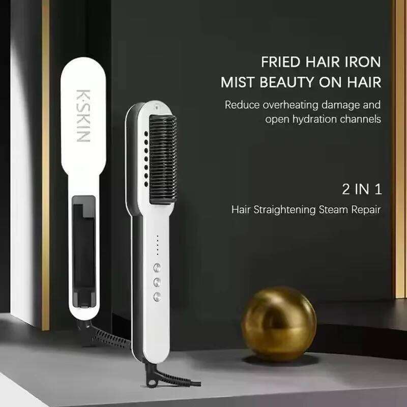 Professional Salon 2In1 Steampod Nano Spray Straightener Beauty Care Hot Steam Ionic Hair Straightening Styler Comb Brush Xiusiyuan251105