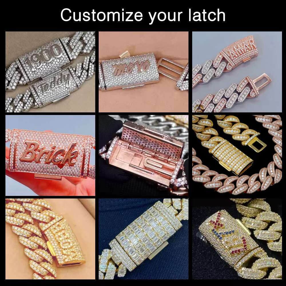 Worldwide Shipping Hip Hop Jewelry 6MM 8MM 10MM 12MM Sterling Sier VVS Moissanite Cuban Link Chain Bracelets