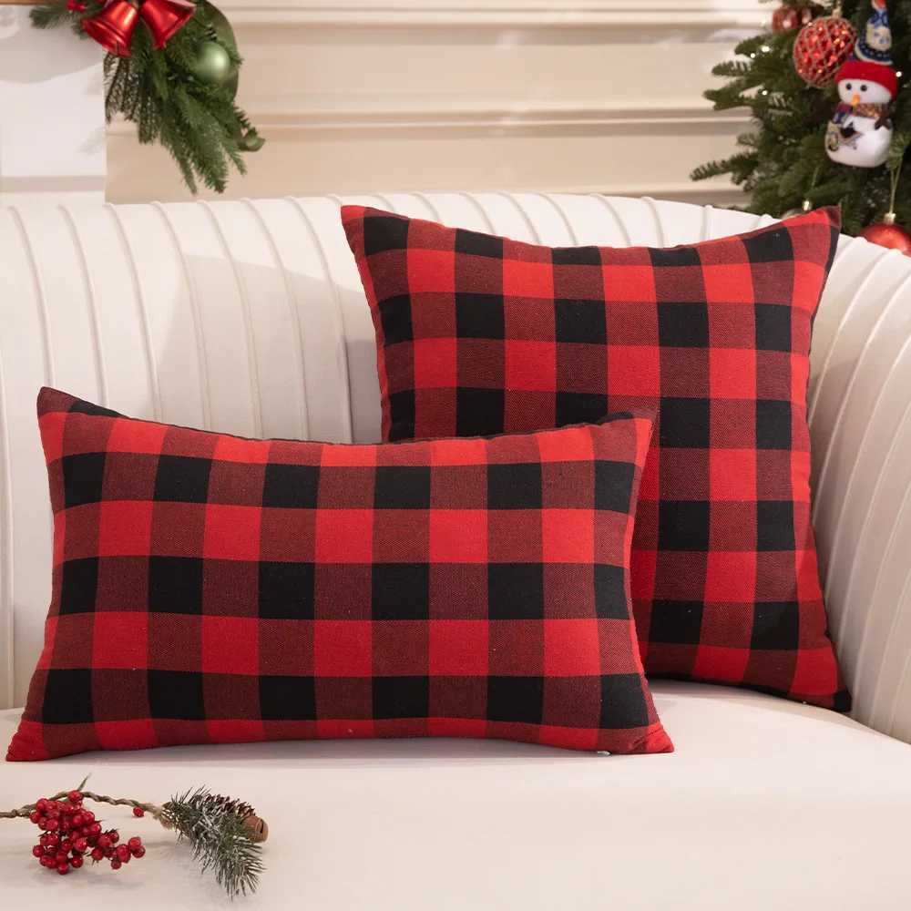 Christmas Plaid Decorative Throw Pillow Covers Scottish Tartan Cushion Case for Farmhouse Home Holiday DecortionHidden Zipper Y251105