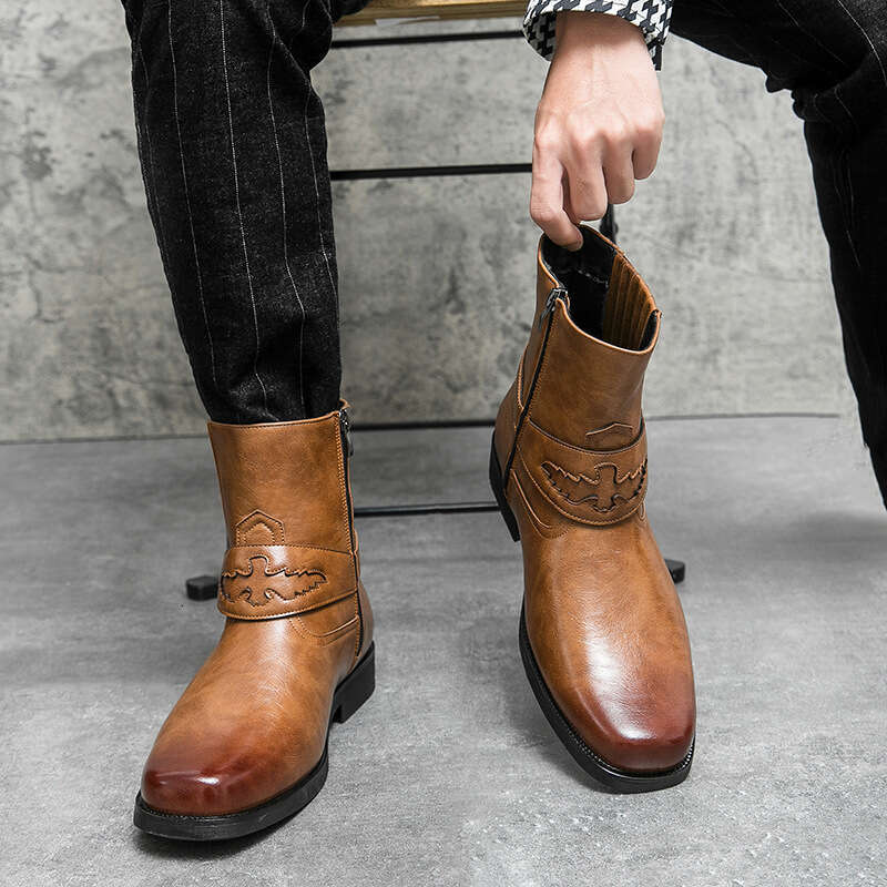 Large Western style cowboy knight boots, 38-46 men's large Chelsea boots