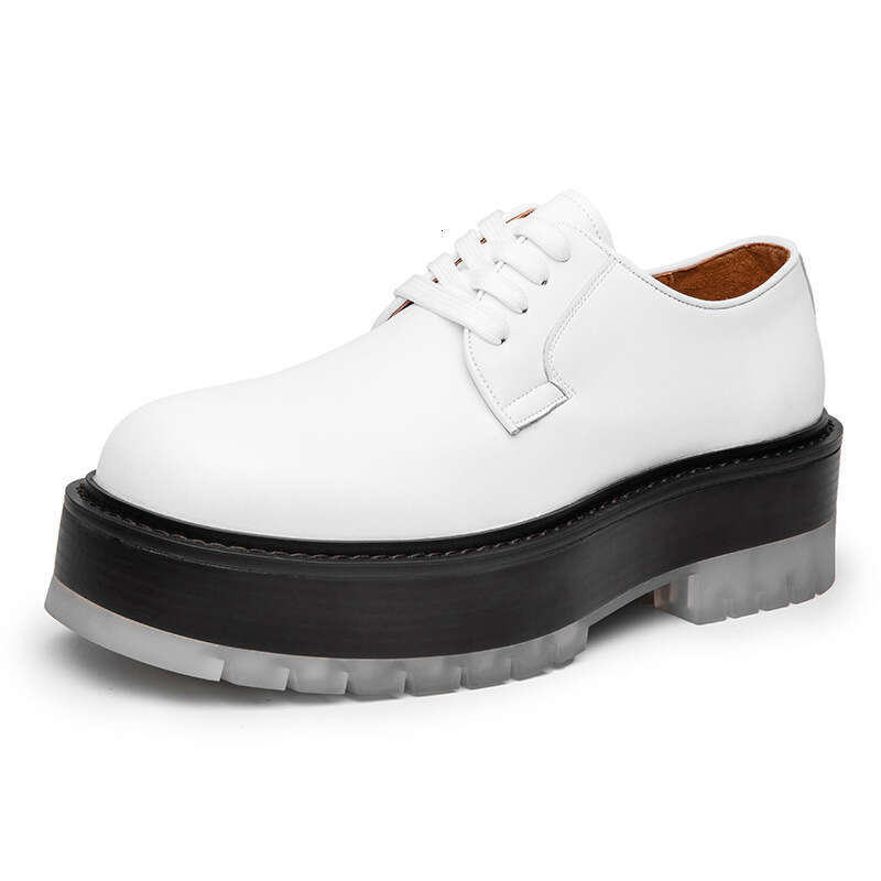 Jelly transparent big toe men's British style 2022 thick sole lace up hairstylist trendy business casual leather shoes