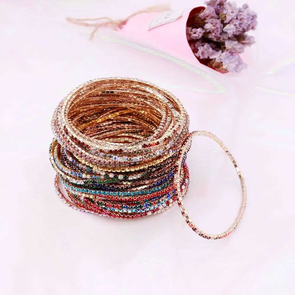 Ladies Shiny Crystal Bracelet Elastic Rhinestone Bracelet Women Wristband Bangles Fashion Jewelry GiftsXJ251105