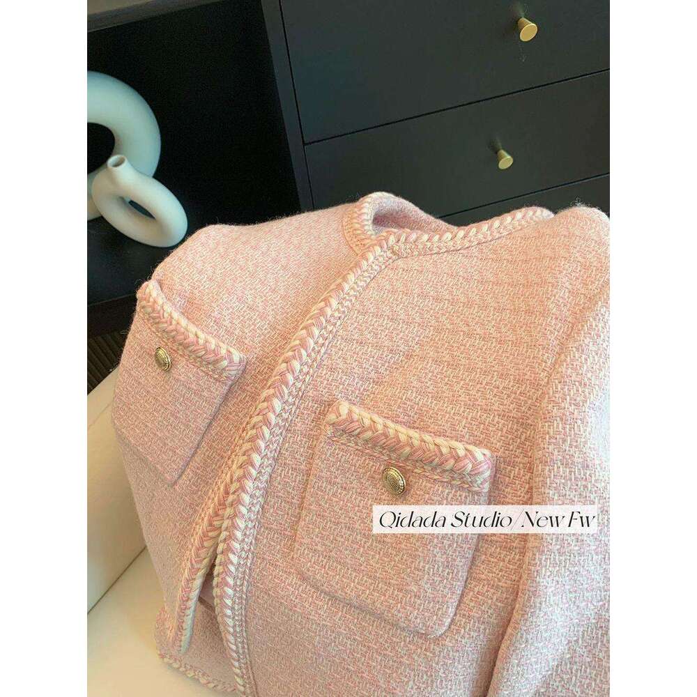 Pink Socialite Style Fragrance Coat 2025 French New Spring Autumn Short Elegant Top Spandex