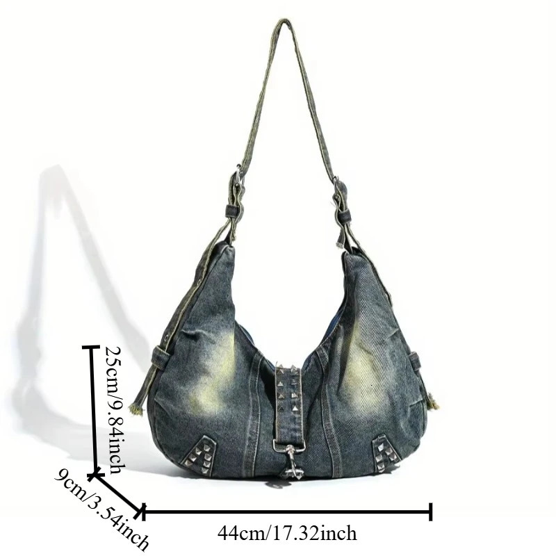 JIOMAY Retro Womens Denim Bag Large Capacity Shoulder 2025 jeans bag Messenger Women Bags y251104