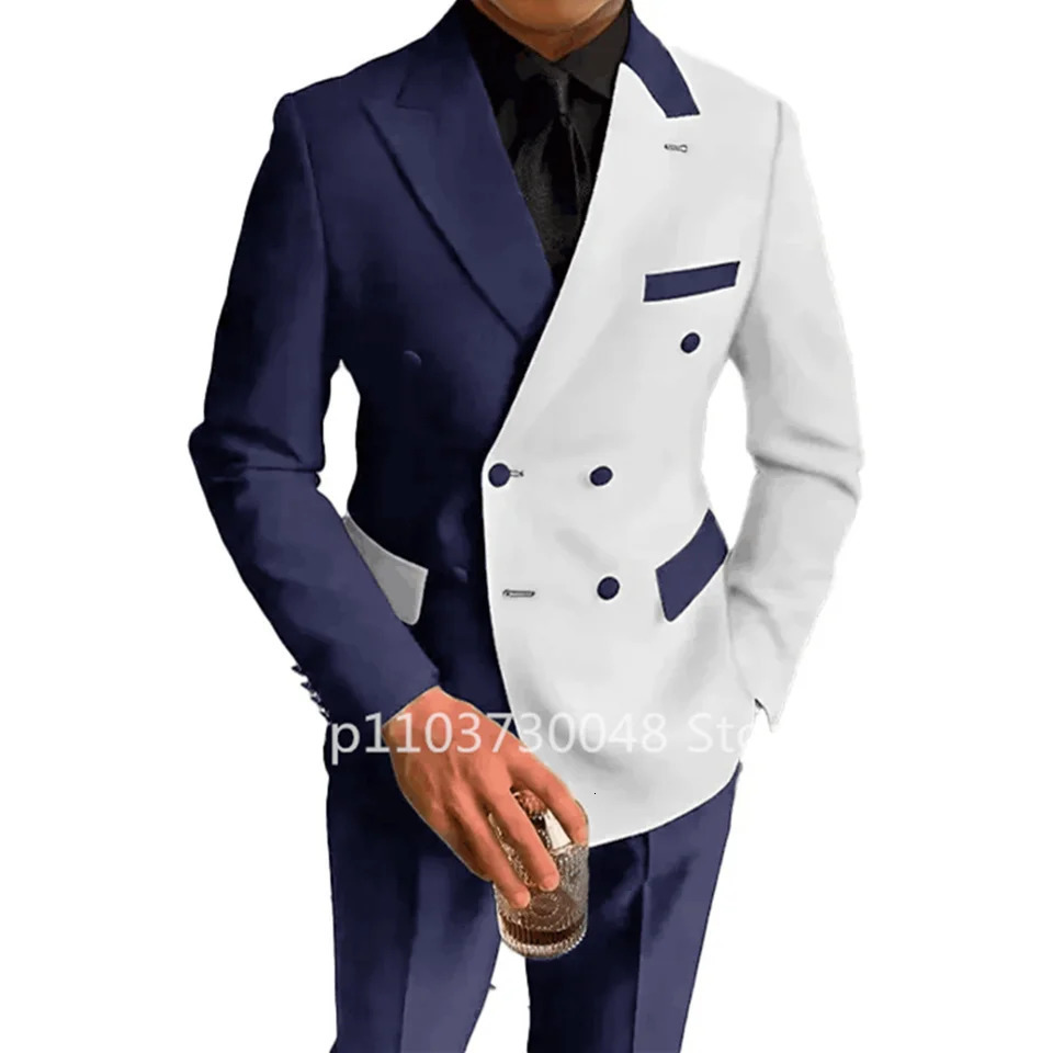 Fashion 2 Piece Wedding Men Suits Slim Fit Lapel Double Breasted Blazer Pants Formal Business Groom Tuxedos Costume Homme 251023