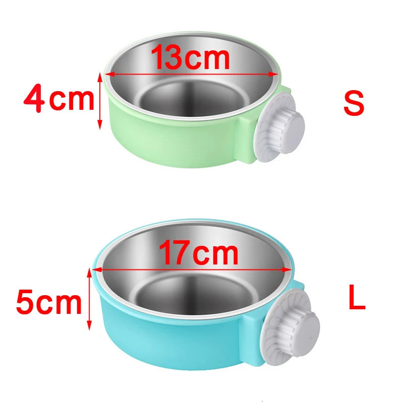 Pet feeding bowl hanging anti slip cat and dog food bowl stainless steel small dog water dispenser can be fixed on the cage pet supplies 250403