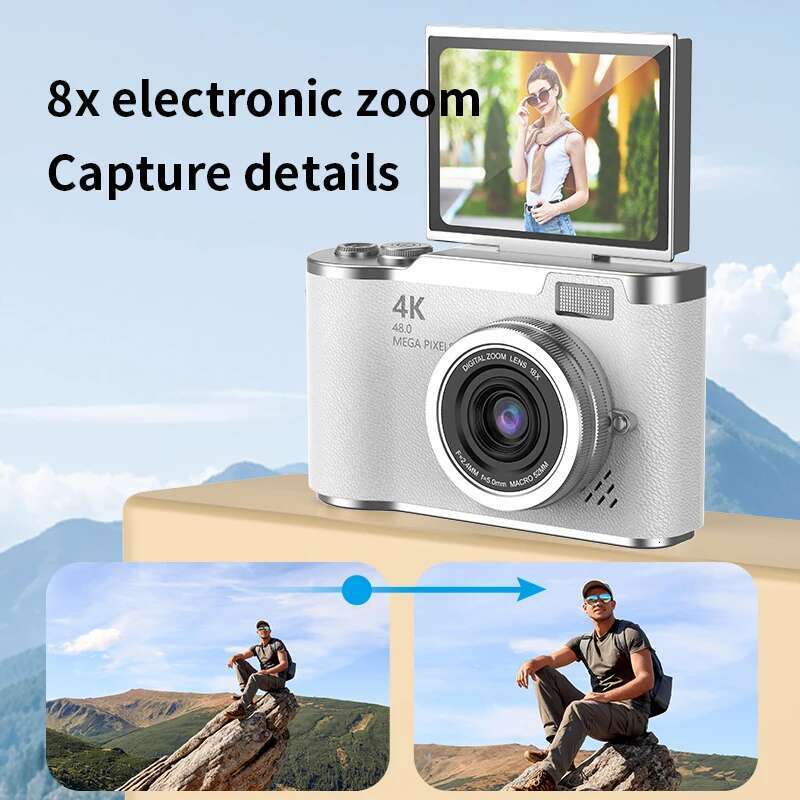 4K CCD 8X Zoom for Student 48MP Compact Digital Photography 180°Flip Screen Selfile Camera RENEAR