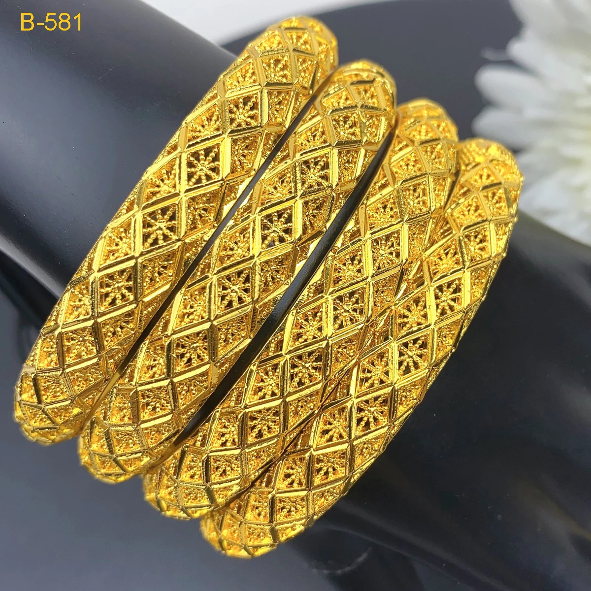 XUHUANG Fashion 24k Gold Color Round Bracelets for Women Africa Wedding Indian Bangles Jewelry Dubai Party Gifts 251031