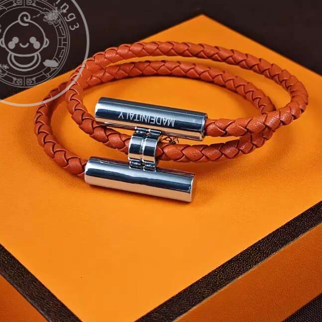 Fashion Charm Unisex Orange Wristband Genuine Leather Braided Hand Rope Bracelet Designer Jewelry Bracelets For Elegant Men Women new