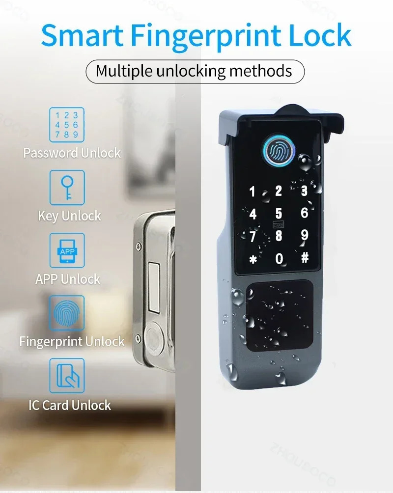 Fingerprint Lock Waterproof Tuya Wifi Remote Control Bluetooth TTLock App Card Digital Code Keyless Electronic Smart Door Lock 250402