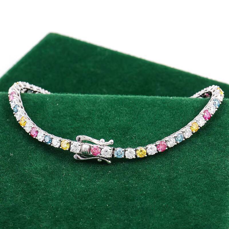 New Colorful Moissanite Bracelet Silver 10k 14k 18k White Gold Tennis Bracelet Chain the Best Gift to Women Mother