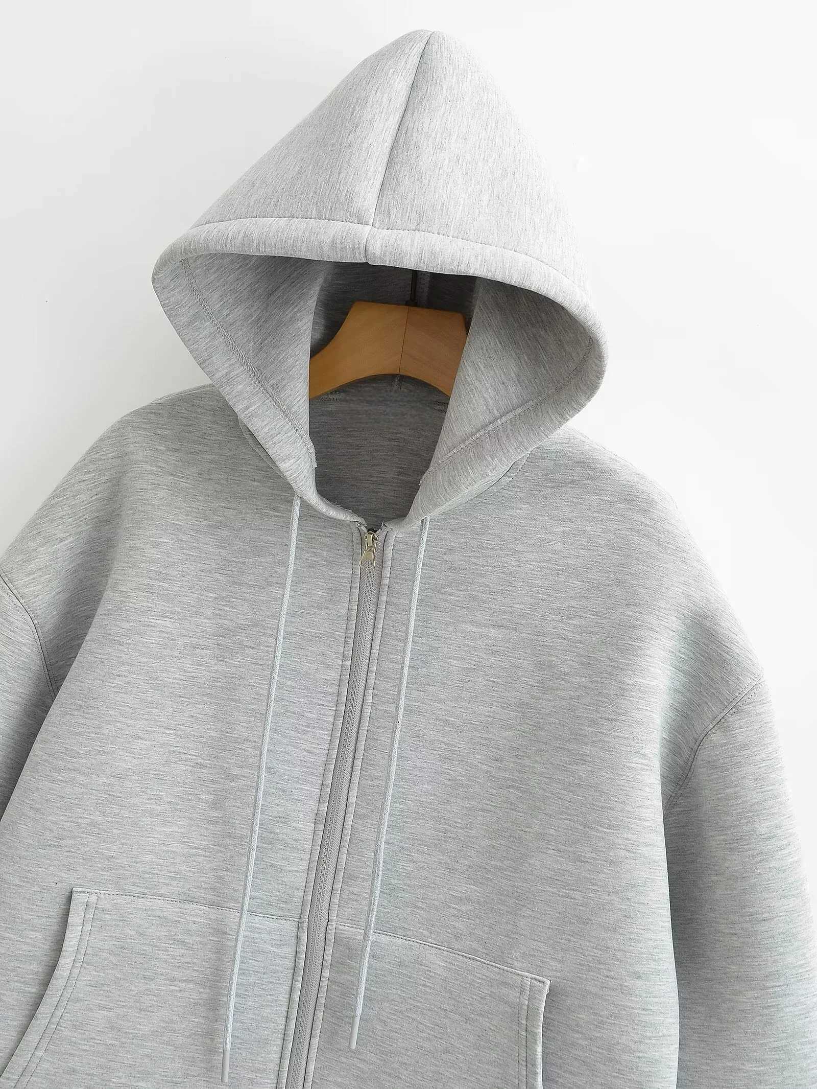 autumn and winter new womens lazy style simple loose shoulder long sleeve casual hooded sweater cardigan jacketT251105