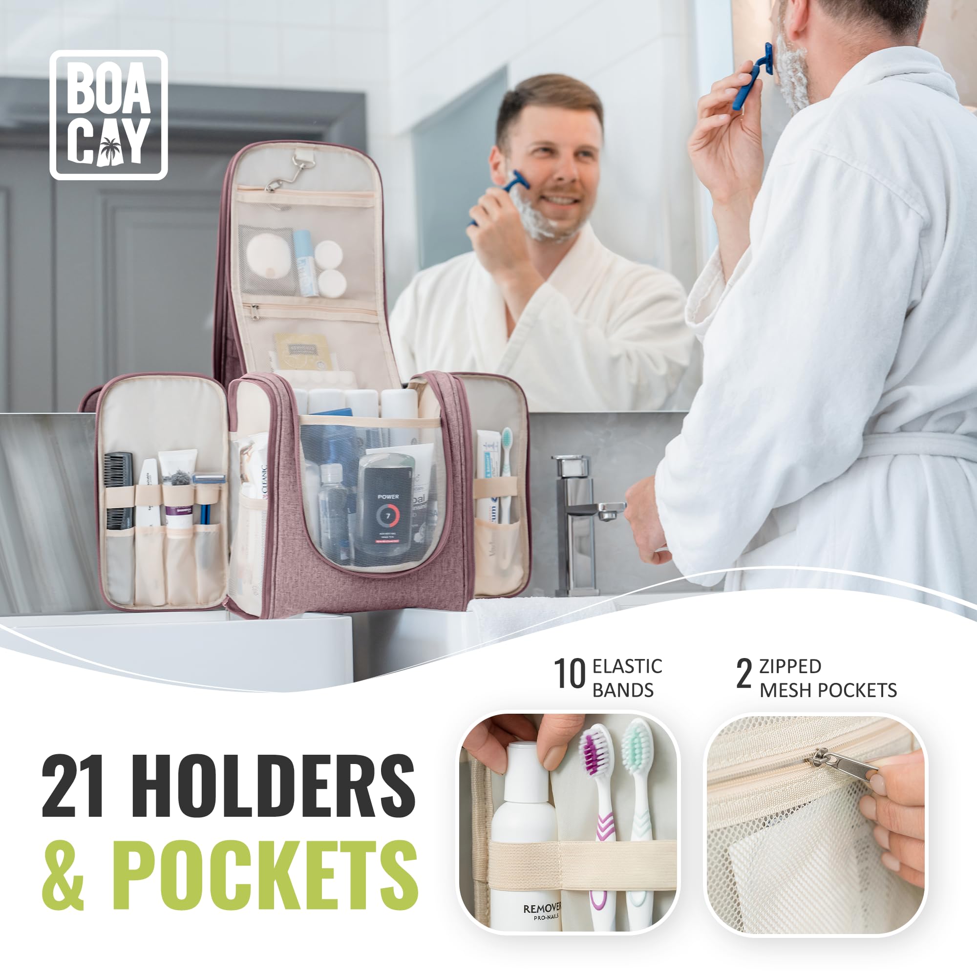 Large Capacity Extra Durable Hanging Travel Toiletry Bag - Perfect For Bathrooms And Showers